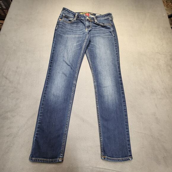 Arizona Jeans Juniors 7 Blue Super Skinny Leg Distressed Stretch Denim - Picture 1 of 11